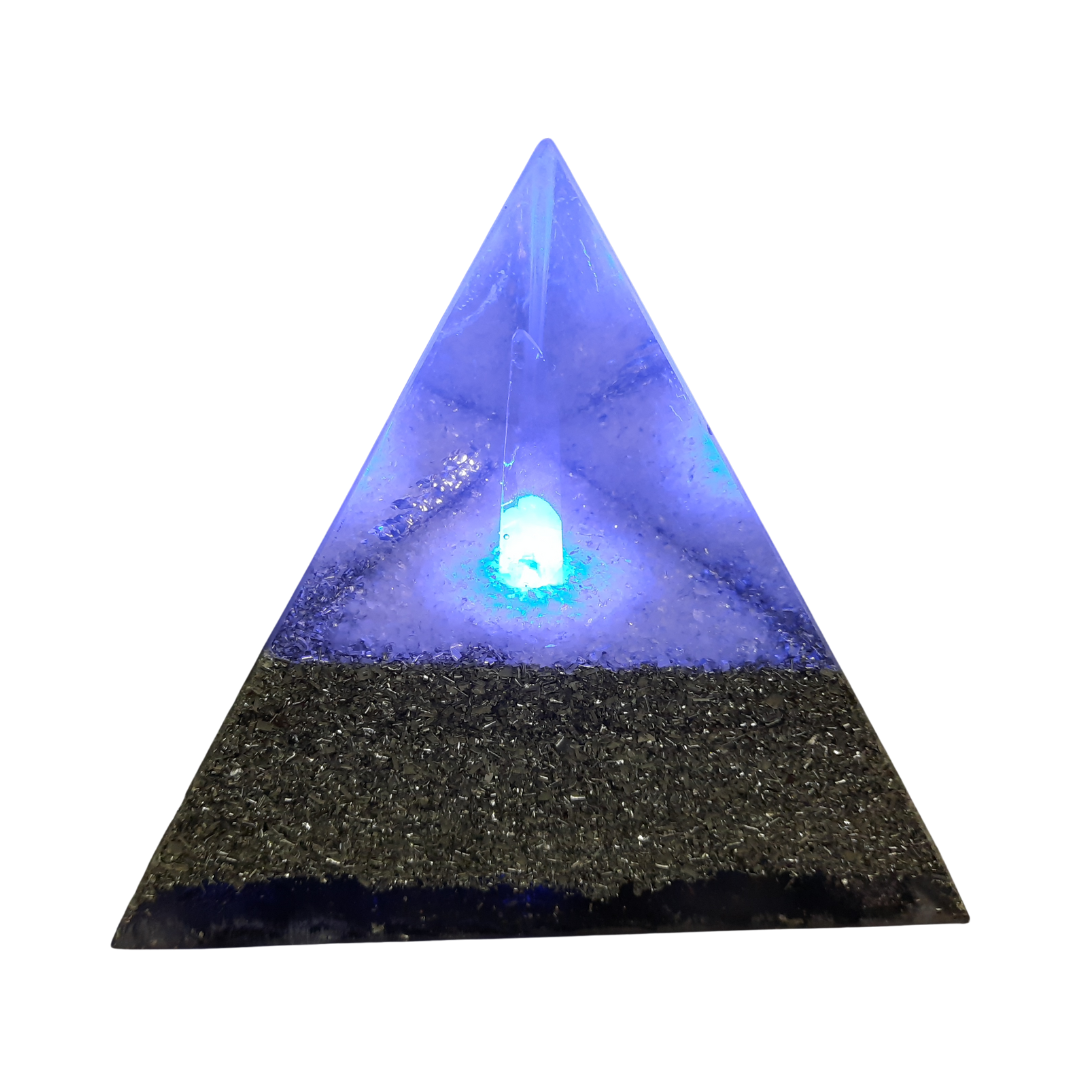 Pirámide Tetraédrica con Luz Azul 220v