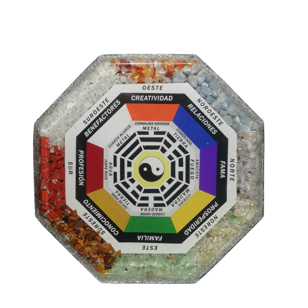 Plato octogonal Grande con BA GUA y gemas variadas