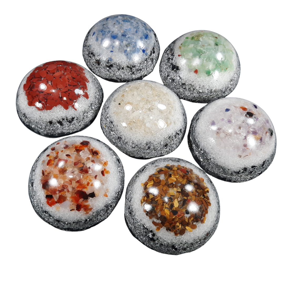 Set 7 medias esferas con gemas para chakras
